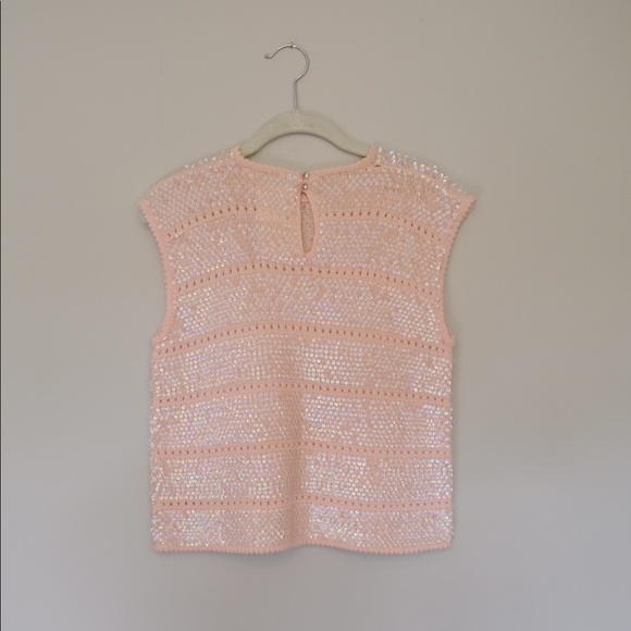 Vintage 60s Pink Sequin Sweater Tank - Picture 2 of 2
